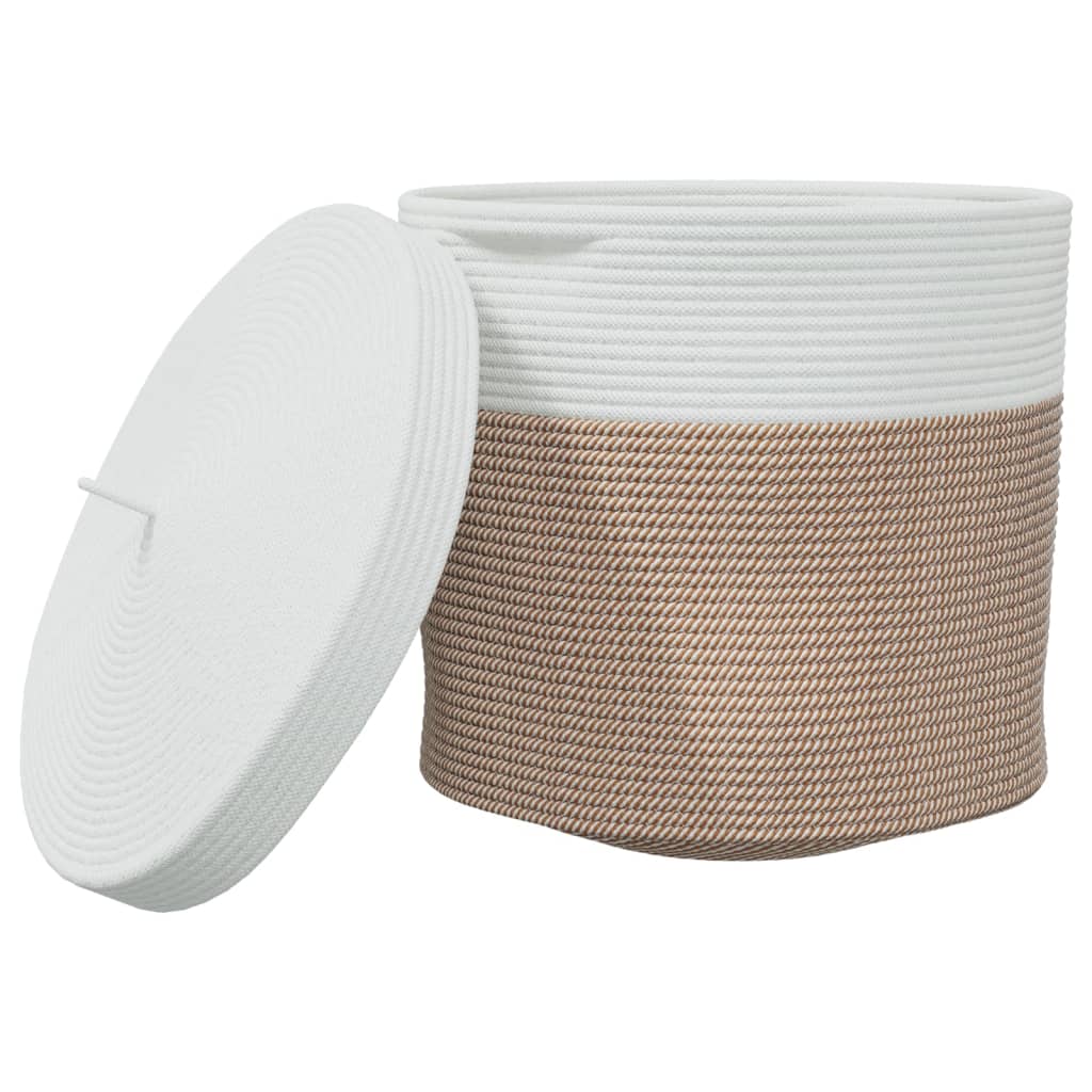 Vidaxx cesta de almacenaje con tapa ø 40x35 cm algodón marrón y blanco