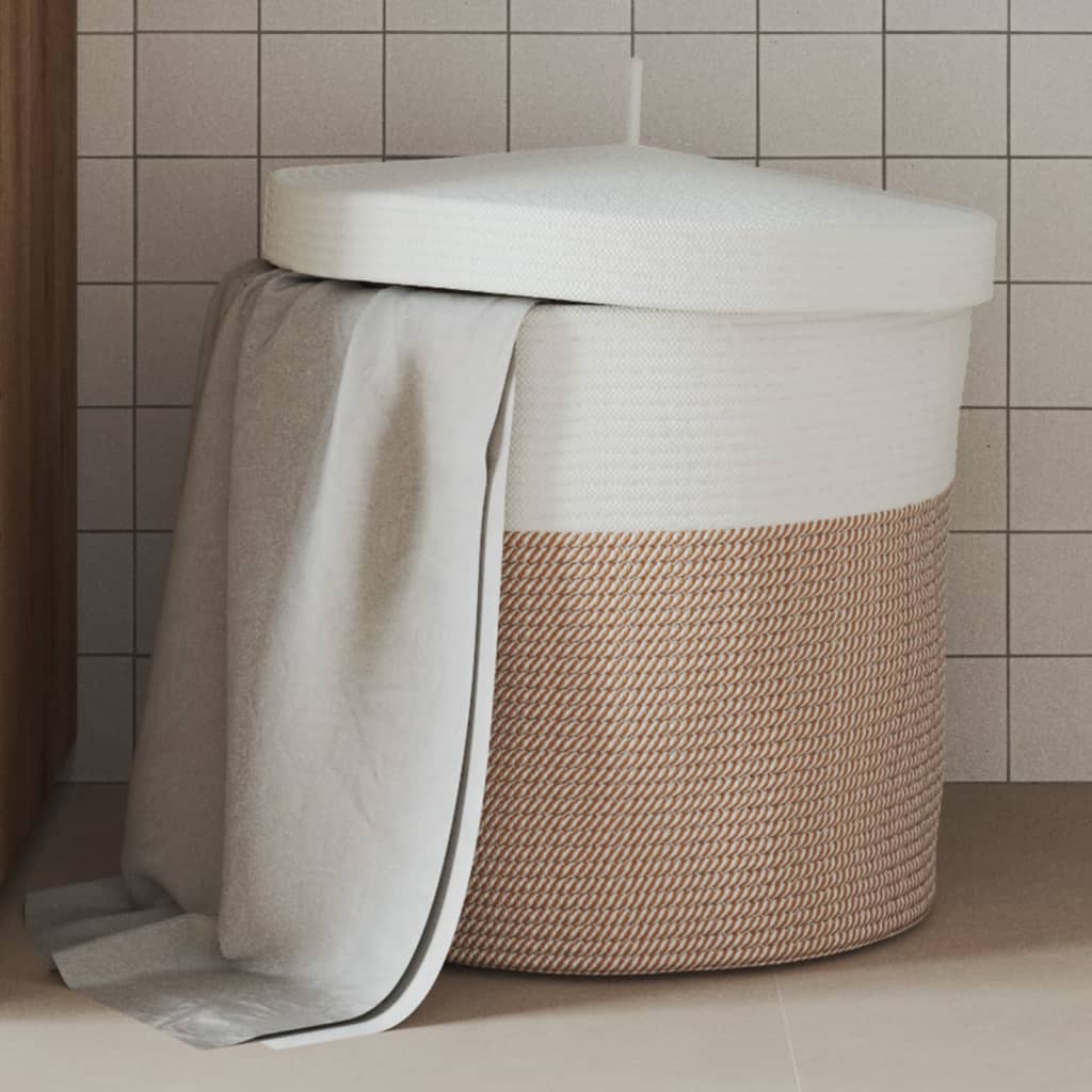 Vidaxx cesta de almacenaje con tapa ø 40x35 cm algodón marrón y blanco