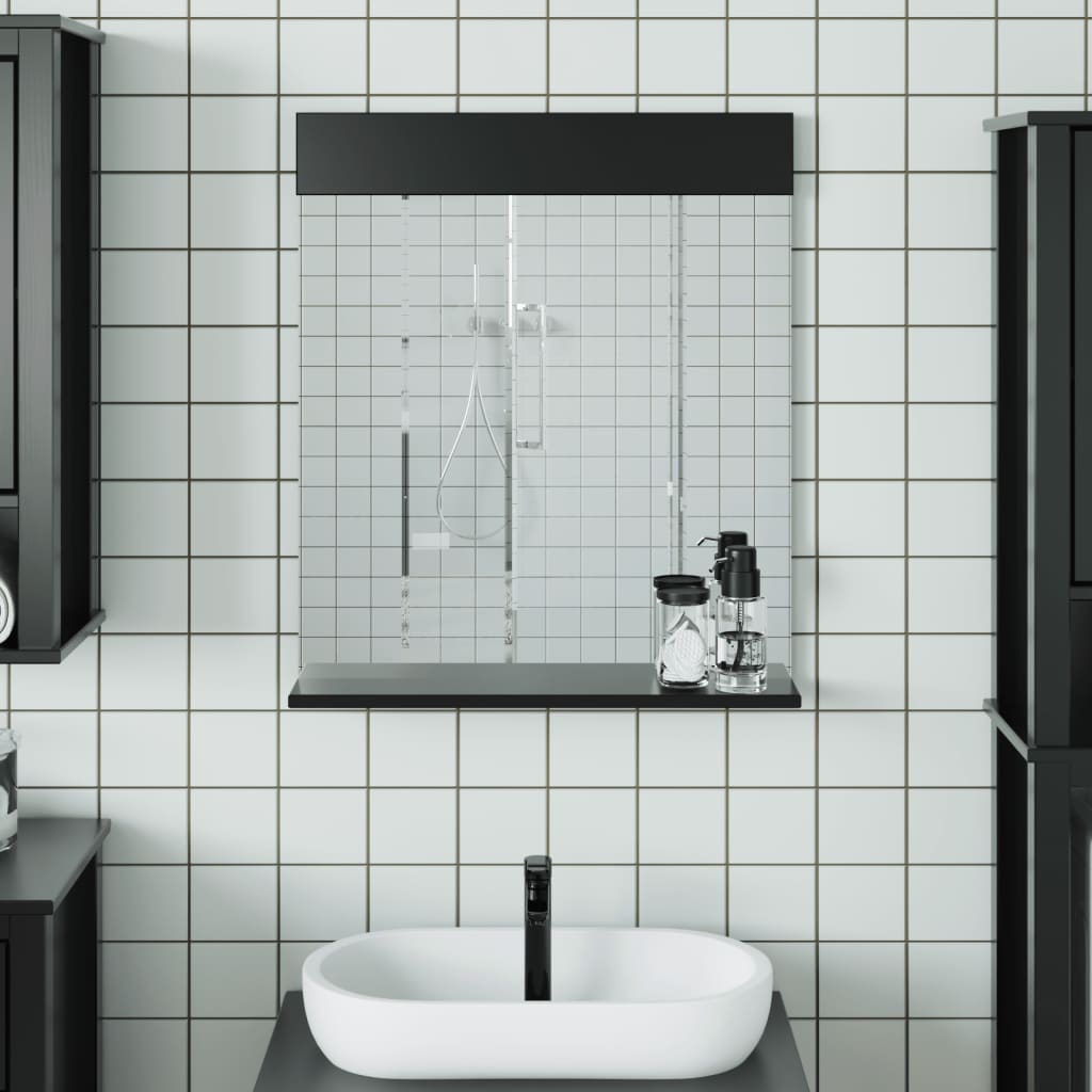 Specchio da bagno Vidaxx con mensola mountain 60x12x70 cm in legno massello nero