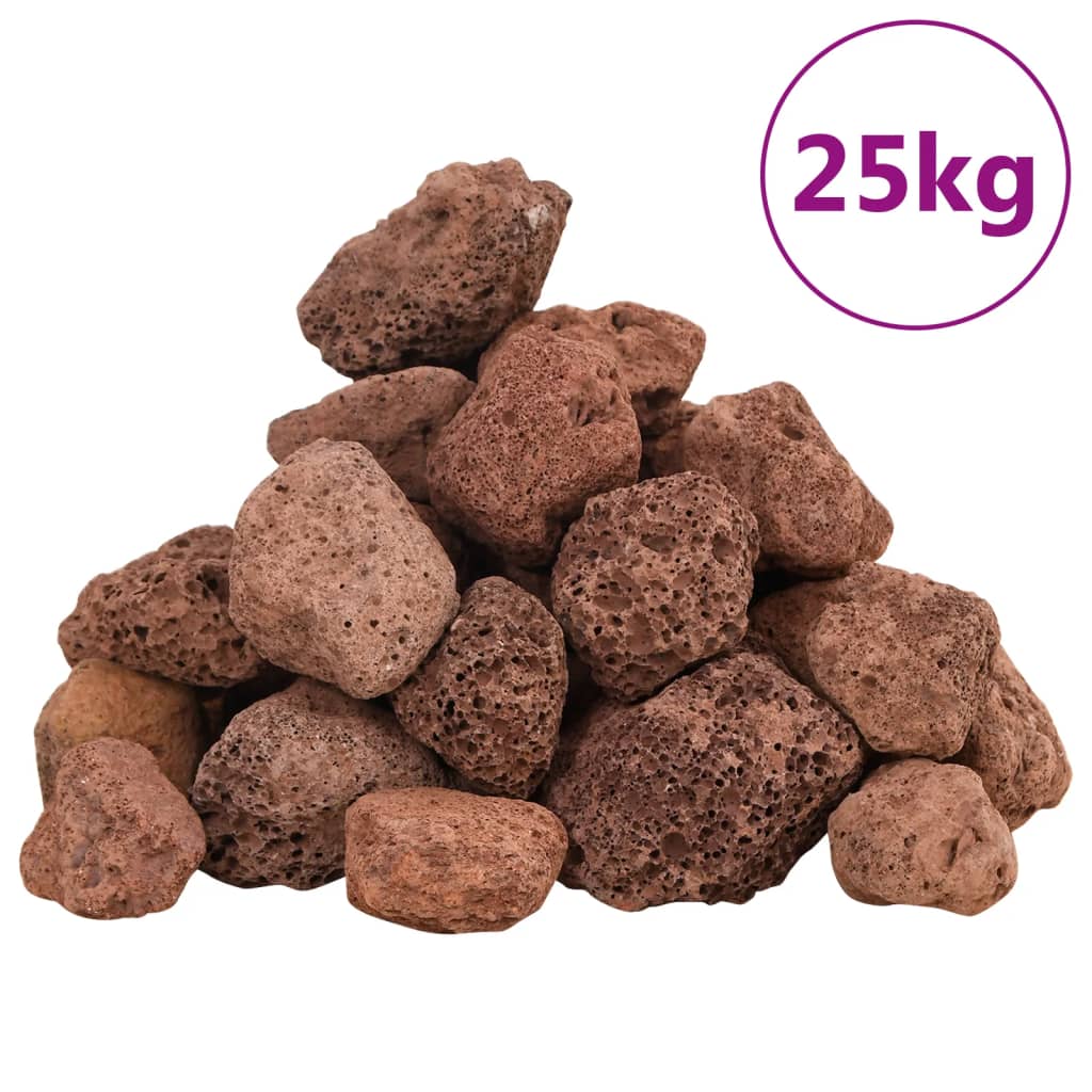 VidaXL pietre laviche 25 kg 3-5 cm rosse