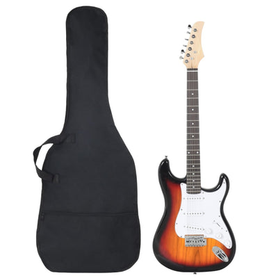 Guitarra Vidaxl para principiantes eléctricos con bolsa 4 4 39 marrón y blanco