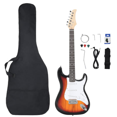Guitarra Vidaxl para principiantes eléctricos con bolsa 4 4 39 marrón y blanco