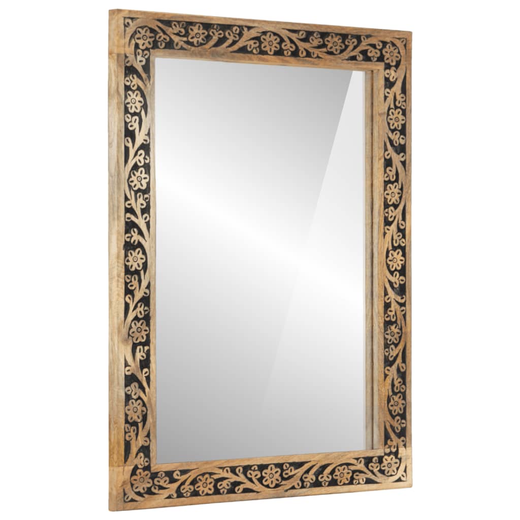 Specchio da bagno Vidaxl 50x70x2.5 cm Legno di mango solido e vetro