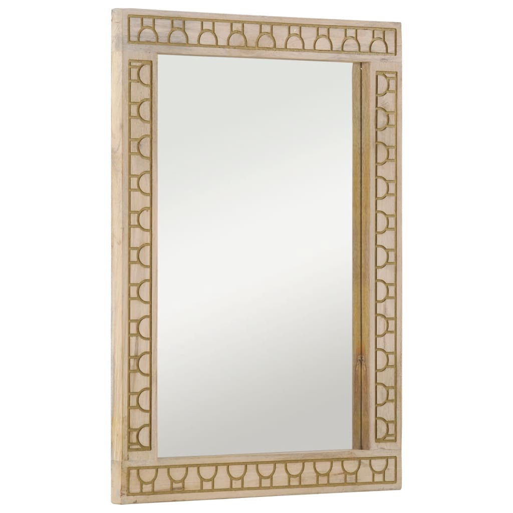 Vidaxl Mirror de baño 50x70x2.5 cm Madera de mango sólida y vidrio