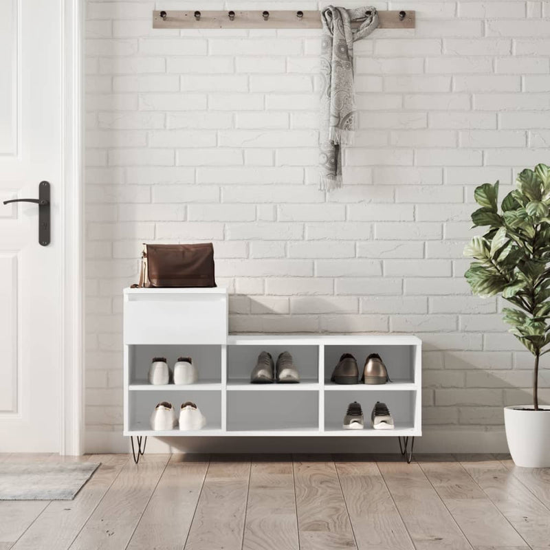 Vidaxl Cabinet da scarpe 102x36x60 cm Bianco in legno