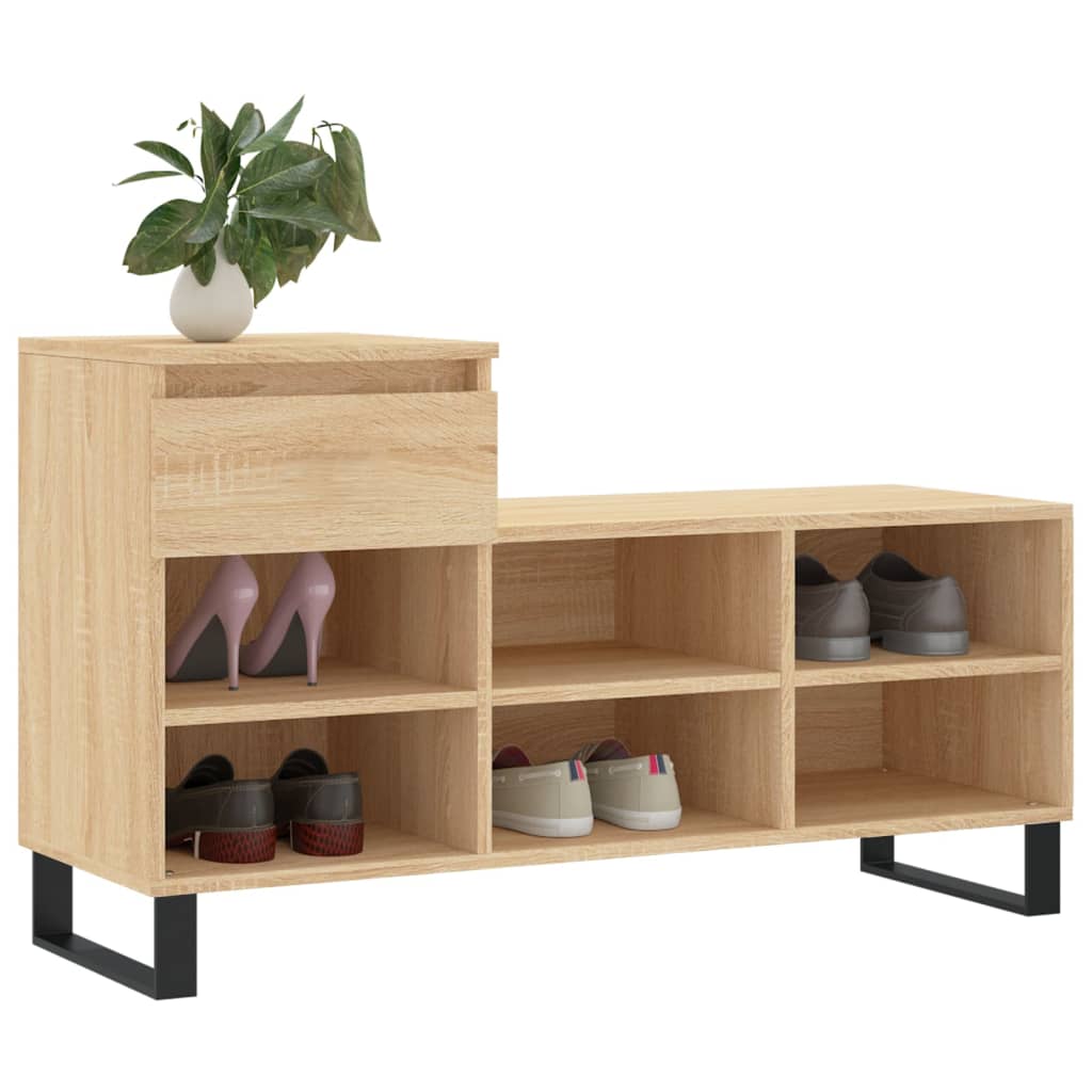 Gabinete de zapatos Vidaxl 102x36x60 cm de madera propiedad sonoma de roble coloreado