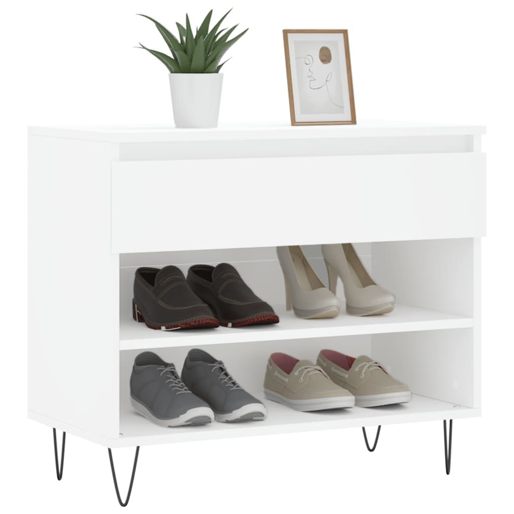 Vidaxl Cabinet da scarpe 70x36x60 cm Bianco in legno