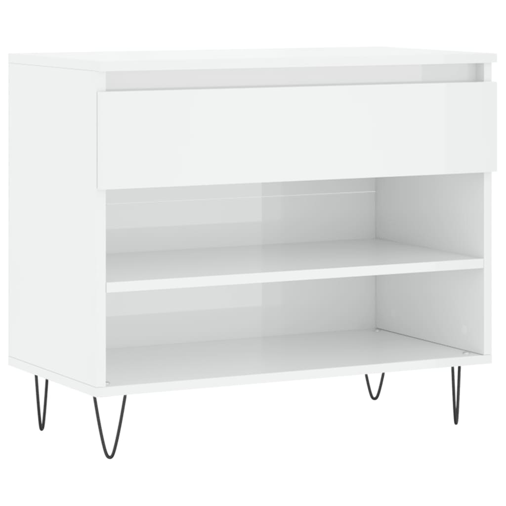 Gabinete de zapatos Vidaxl 70x36x60 cm de madera propiedad de color blanco brillante blanco