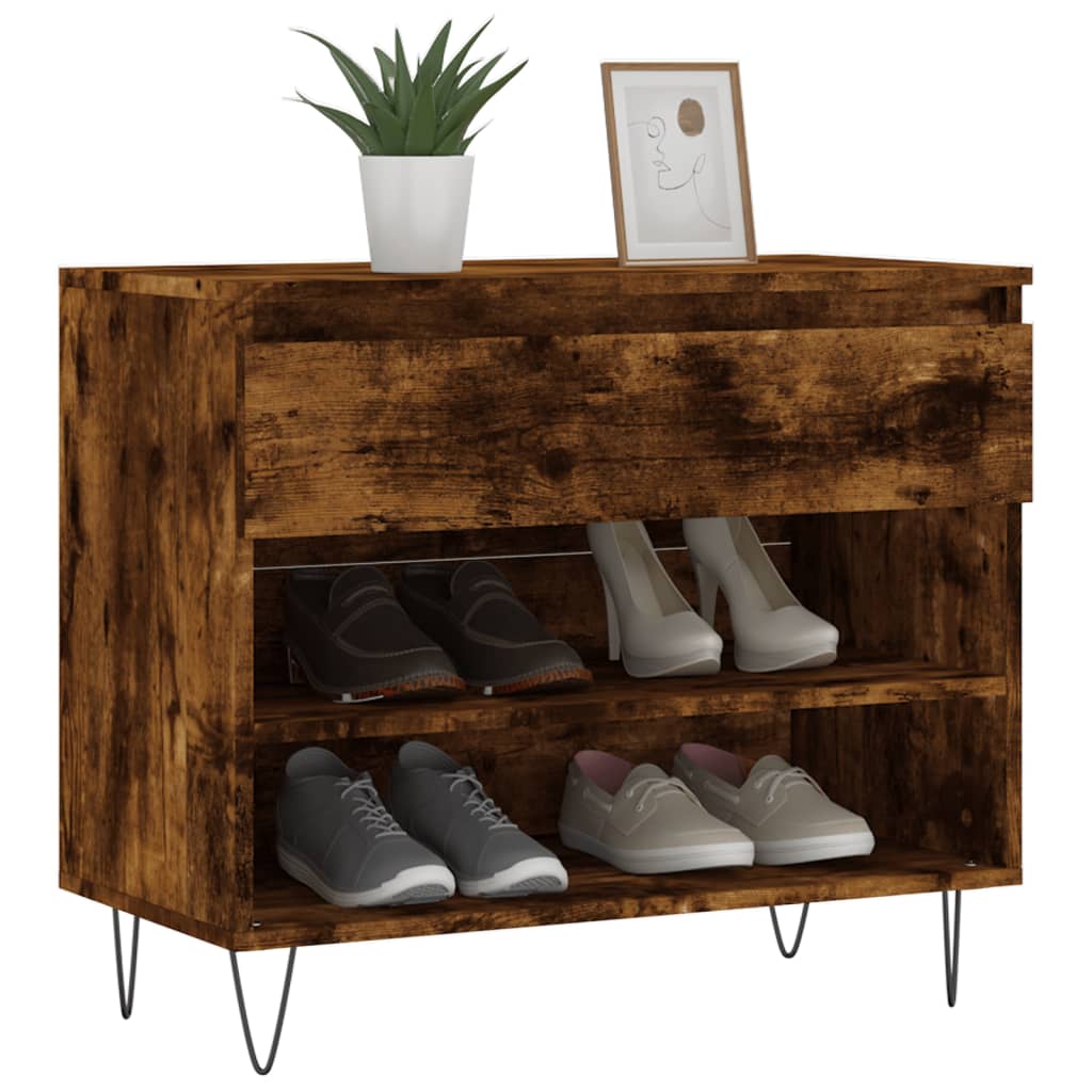 Vidaxx zapatero 70x36x60 cm madera procesada, roble ahumado