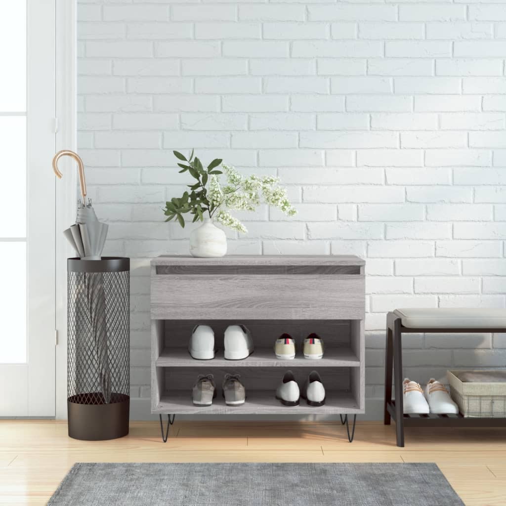 VidaXL zapatero 70x36x60 cm madera contrachapada gris sonoma