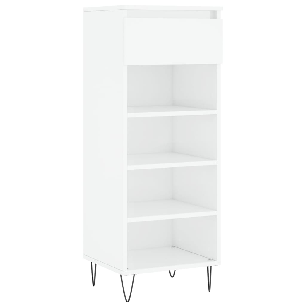 Gabinete de zapatos Vidaxl 40x36x105 cm de madera procesada de alto brillo blanco