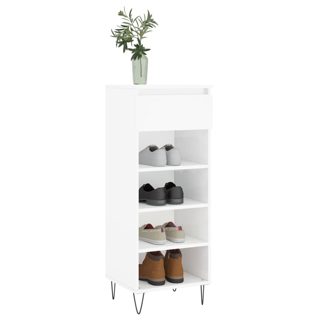 Gabinete de zapatos Vidaxl 40x36x105 cm de madera procesada de alto brillo blanco