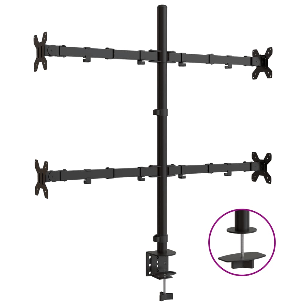 Staffa Vidaxl Monitor Vesa 75 100 mm Acciaio nero