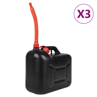 Vidaxl Serbatoi di carburante 3 ST con ugello flessibile nero 20 l di plastica