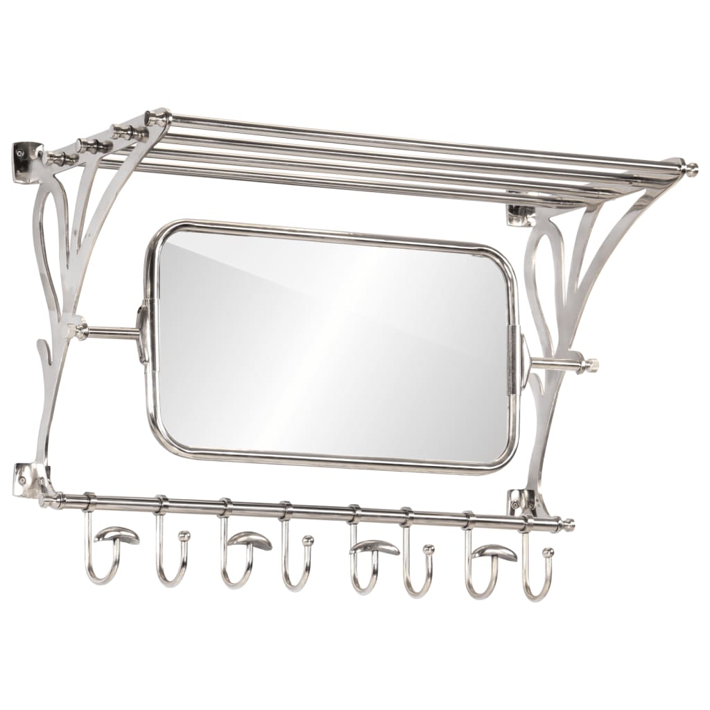 Vidaxl Luggage Rack con perchas de ropa y aluminio de montaje de pared espejo