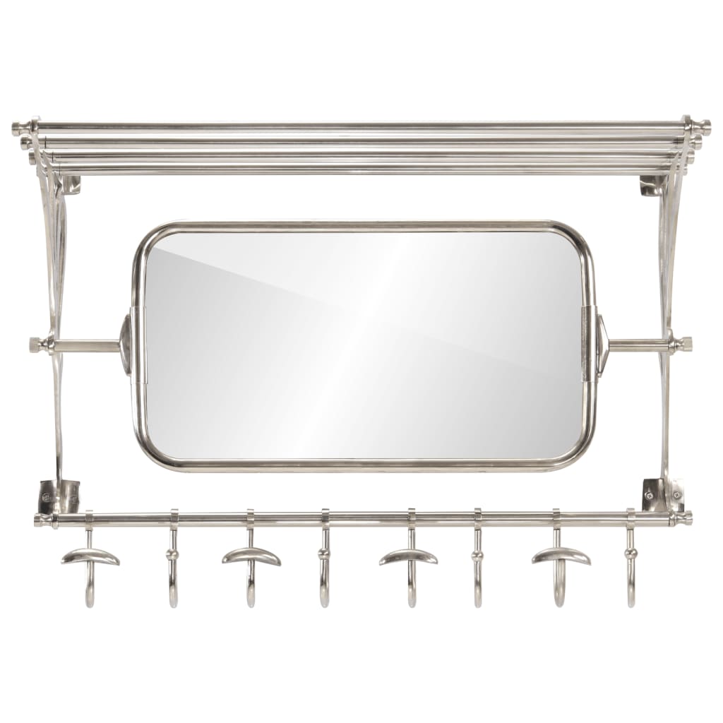 Vidaxl Luggage Rack con perchas de ropa y aluminio de montaje de pared espejo