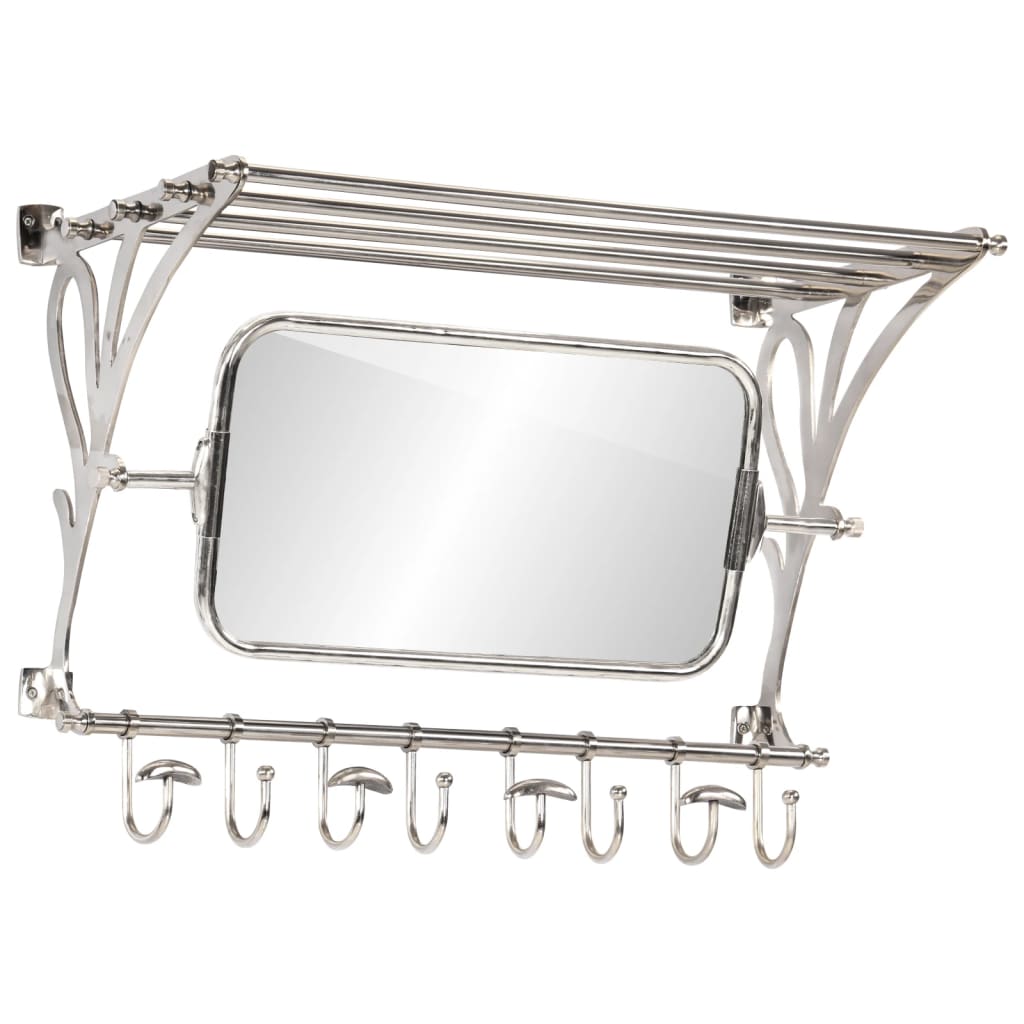 Vidaxl Luggage Rack con perchas de ropa y aluminio de montaje de pared espejo