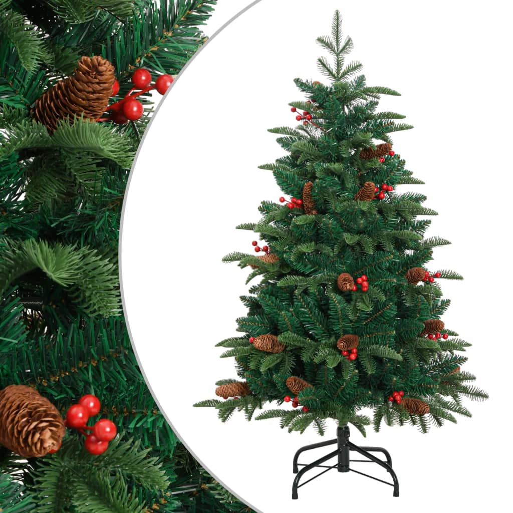 Vidaxl Kunstkerstboom con conos de pino y bayas de bisagras de 150 cm