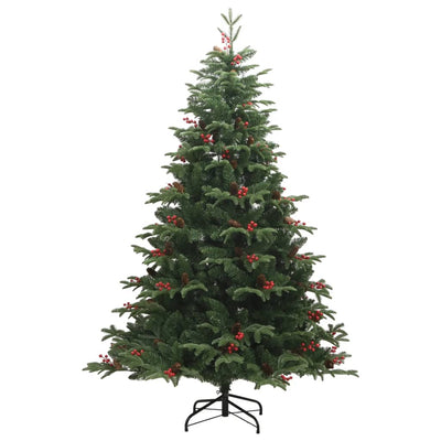 Vidaxl Kunstkerstboom con pino y bayas de pino de bisagras 180 cm