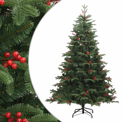 Vidaxl Kunstkerstboom con pini da cardini e bacche 210 cm