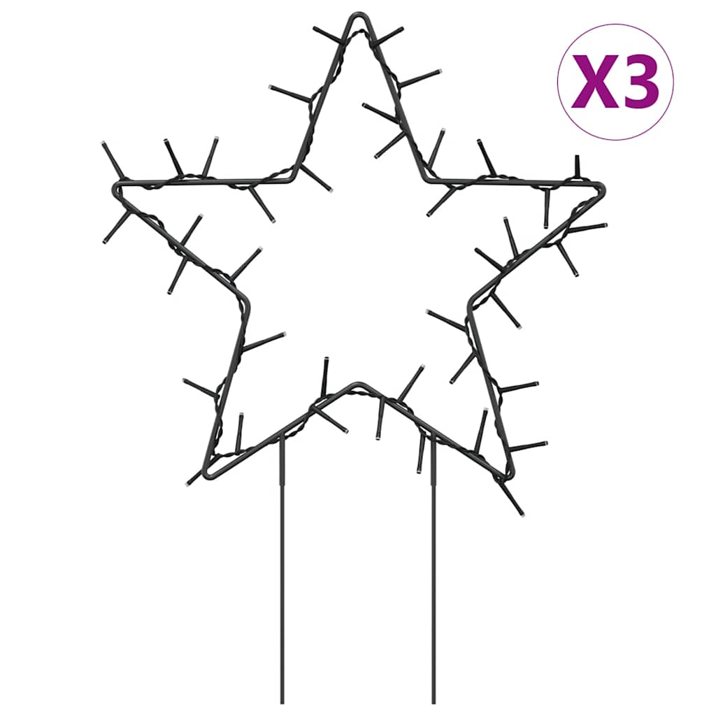 Vidaxl Christmas Lights Star 3 St con perni di terra 50 LED 29 cm