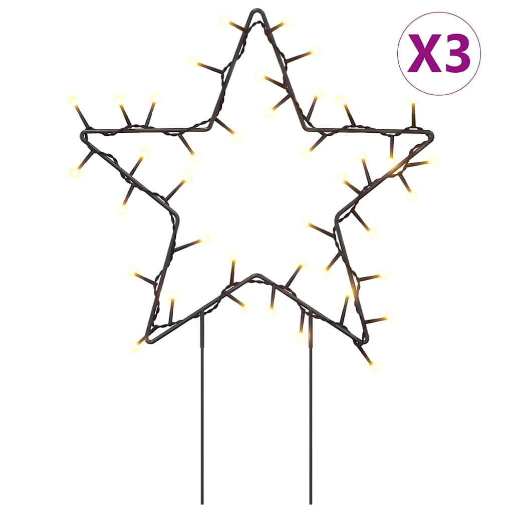 Vidaxl Christmas Lights Star 3 ST con alfileres de tierra 50 LED 29 cm