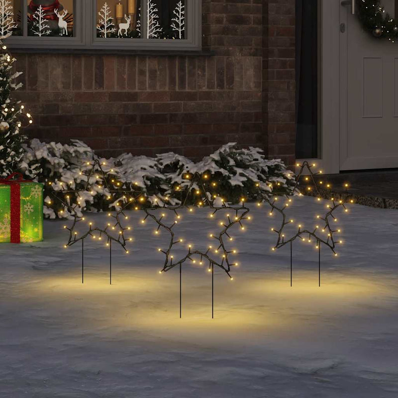 Vidaxl Christmas Lights Star 3 ST con alfileres de tierra 50 LED 29 cm