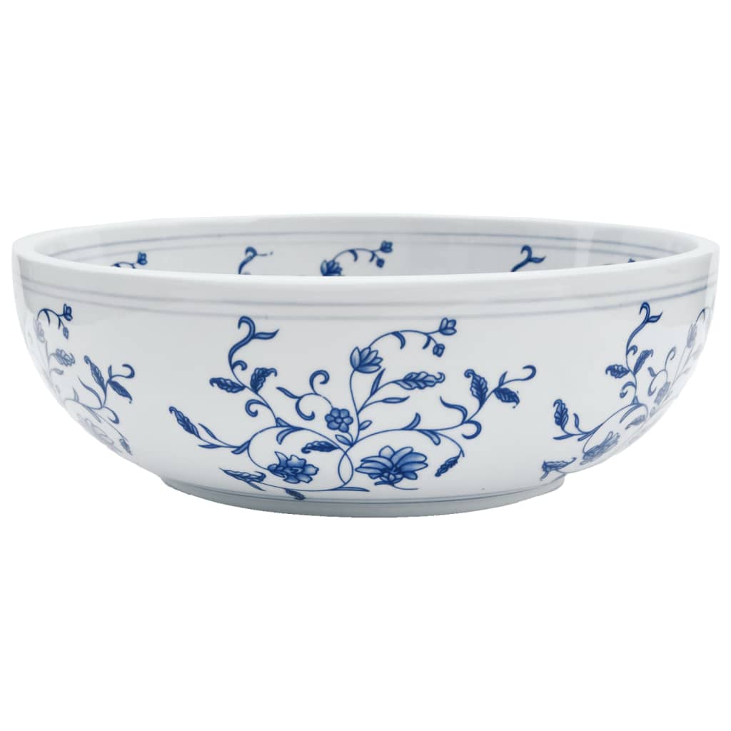 Lavello da appoggio Vidaxx rotondo φ41x14 cm in ceramica bianca e blu