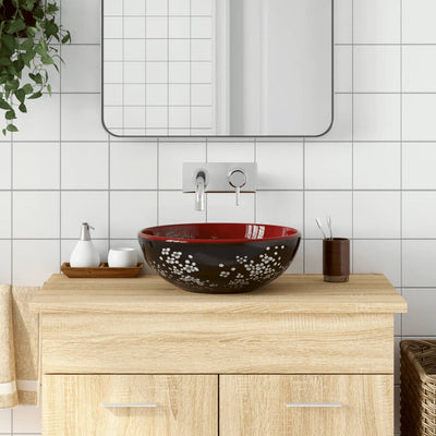 Lavello da appoggio Vidaxx rotondo φ41x14 cm in ceramica nera e rossa