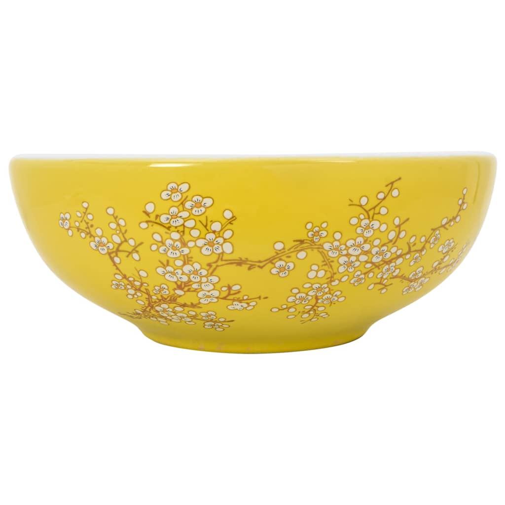 Vidaxl Straction Wasker Round φ41x14 cm Cerámico blanco y amarillo