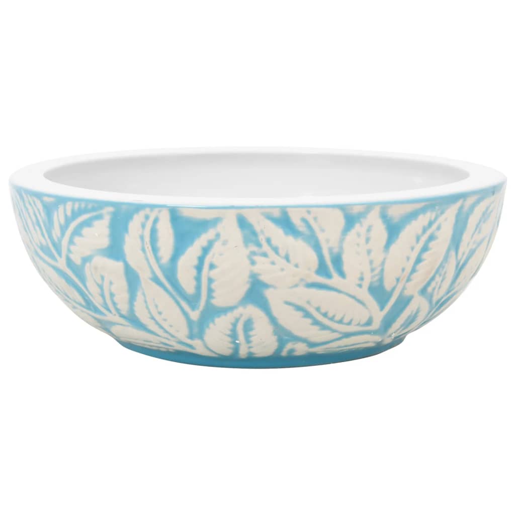 Lavello da appoggio Vidaxx rotondo φ41x14 cm in ceramica bianca e blu