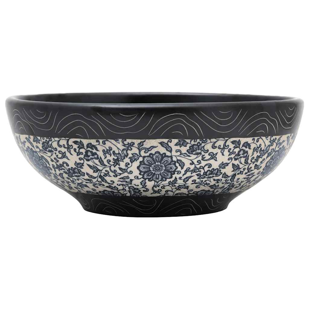 Lavello da appoggio Vidaxx rotondo φ41x14 cm in ceramica nero e blu