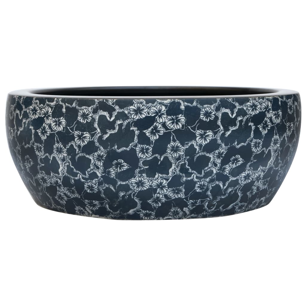 Vidaxl Straction Rondella rotonda φ41x14 cm ceramica nero e blu