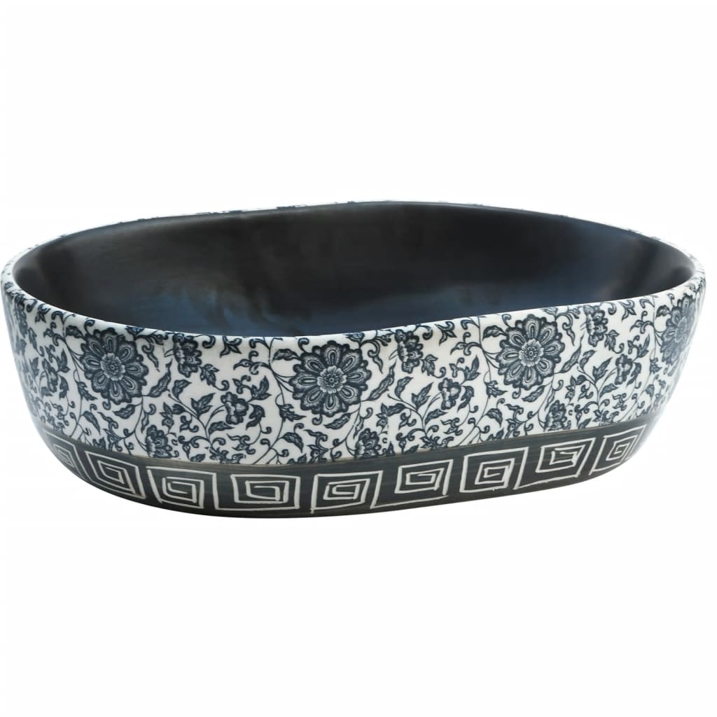 Vidaxl Stracture Wasker Ovaal 47x33x13 cm ceramica in ceramica e blu