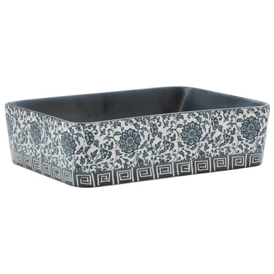 Lavello da appoggio Vidaxx rettangolare 46x35,5x13 cm in ceramica nero e blu