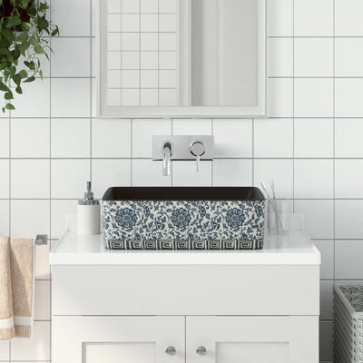 Lavello da appoggio Vidaxx rettangolare 46x35,5x13 cm in ceramica nero e blu
