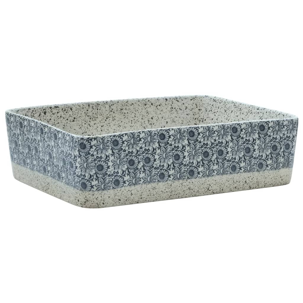 Vidaxx fregadero de superficie rectangular 46x35,5x13 cm cerámica gris y azul