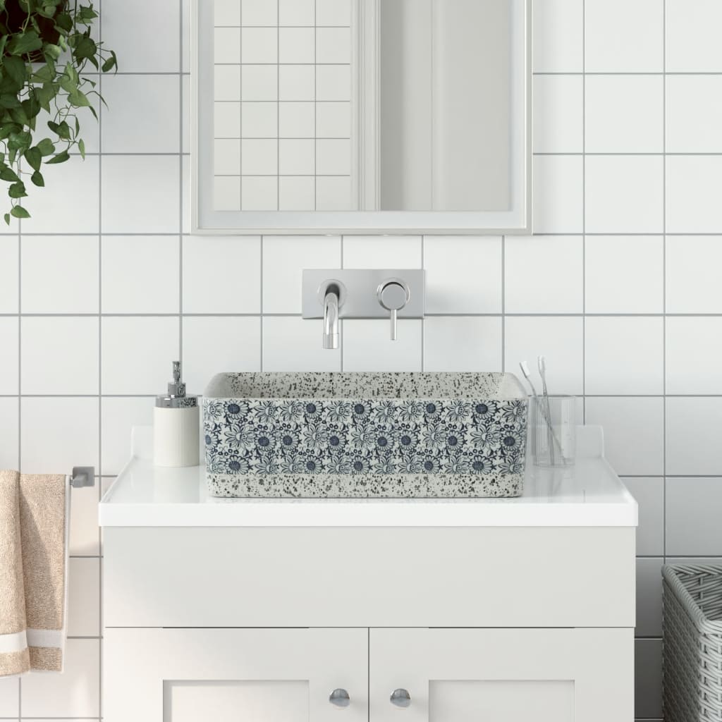 Vidaxx fregadero de superficie rectangular 46x35,5x13 cm cerámica gris y azul