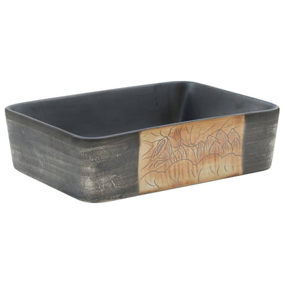 Vidaxl Stracht Wasbok Rectangular 46x35.5x13 cm ceramico nero e marrone