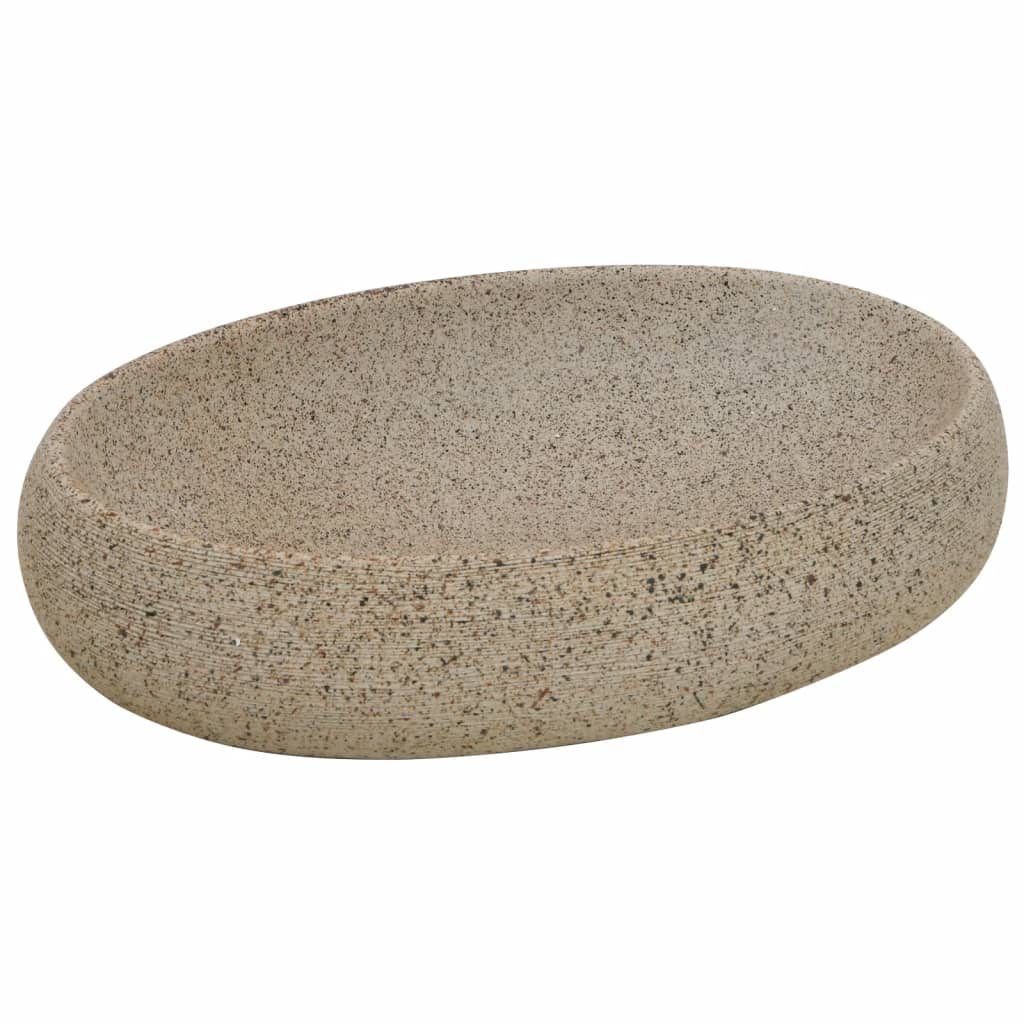 Lavabo da appoggio Vidaxx ovale 59x40x15 cm in ceramica color sabbia