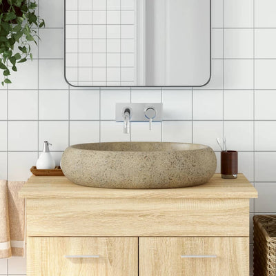 Lavabo da appoggio Vidaxx ovale 59x40x15 cm in ceramica color sabbia