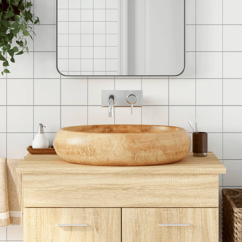 Vidaxl opzetwasbak ovaal 59x40x15 cm keramiek bruin