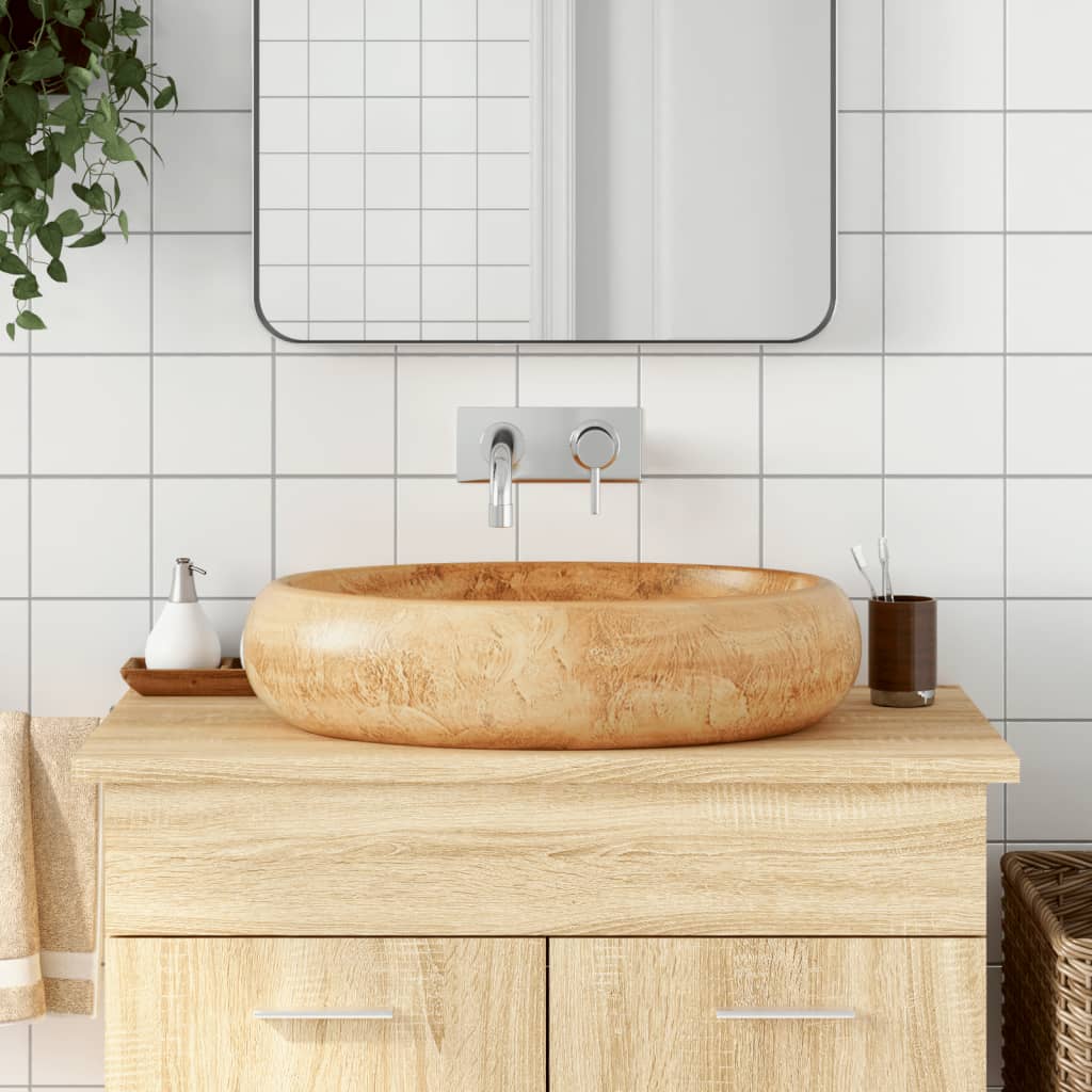 Vidaxl Stracture Wasker Ovaal 59x40x15 cm Ceramic Brown