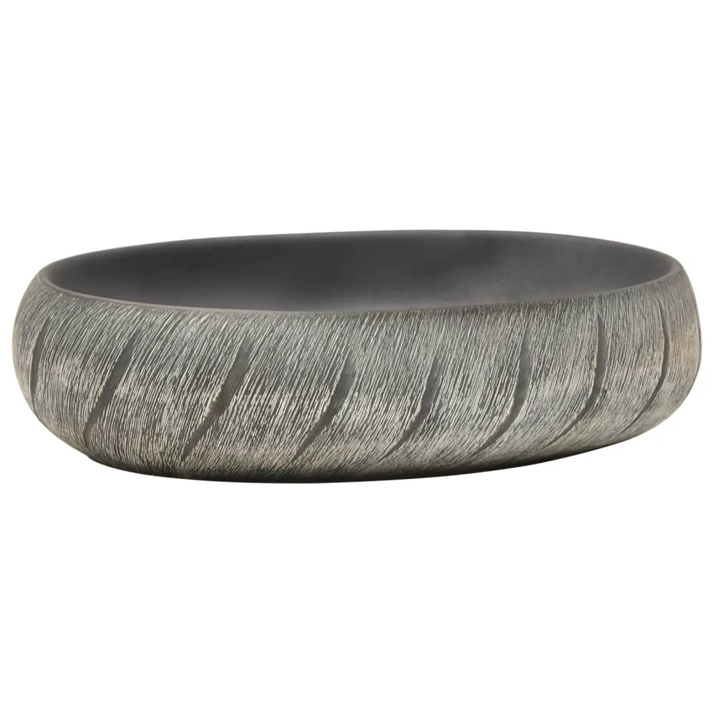 Vidaxl Straction Wasker Ovaal 59x40x15 cm ceramico nero e grigio