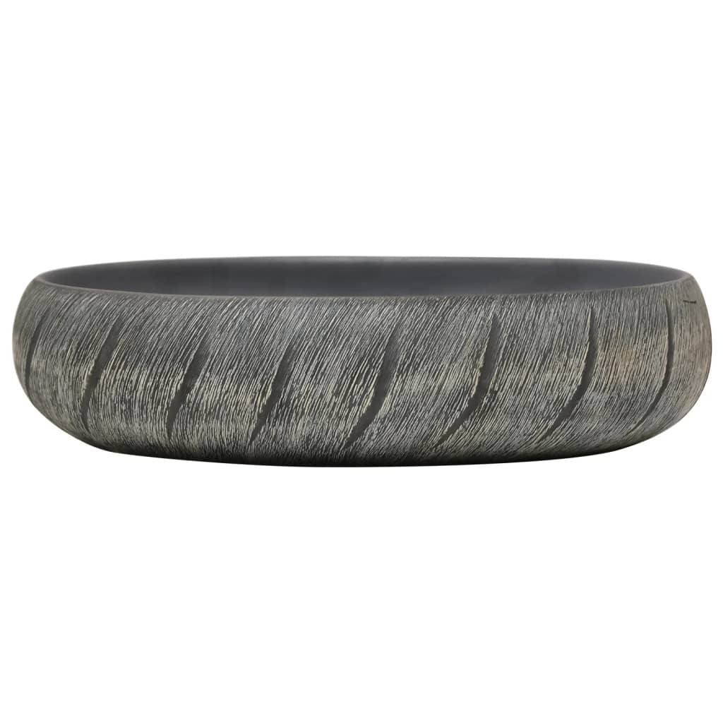 Vidaxl Straction Wasker Ovaal 59x40x15 cm ceramico nero e grigio