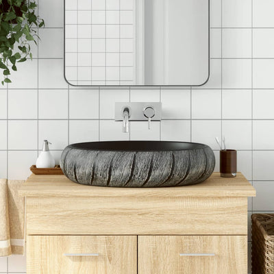 Vidaxl Straction Wasker Ovaal 59x40x15 cm ceramico nero e grigio