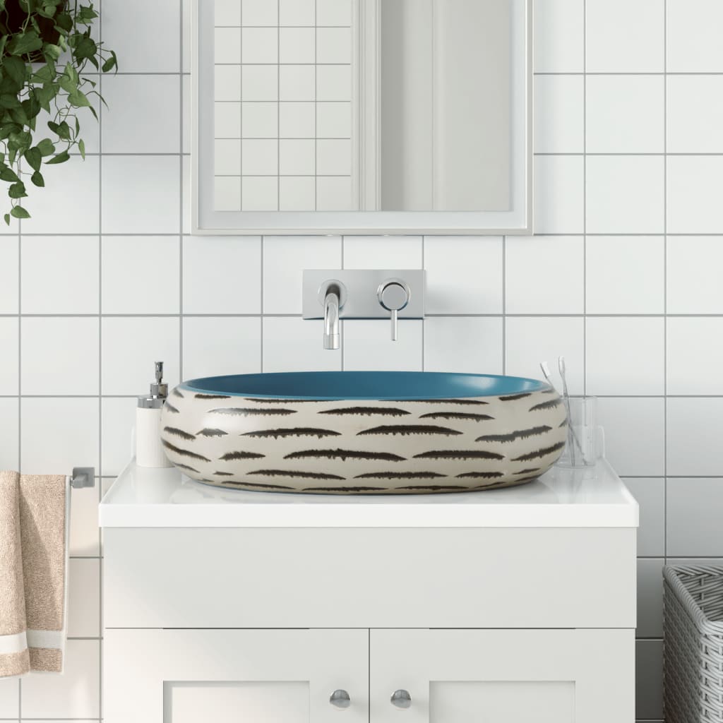 Vidaxl Straction Wasker Ovaal 59x40x15 cm ceramico multilorato