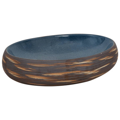 Vidaxl Straction Wasker Ovaal 59x40x15 cm Ceramica marrone e blu
