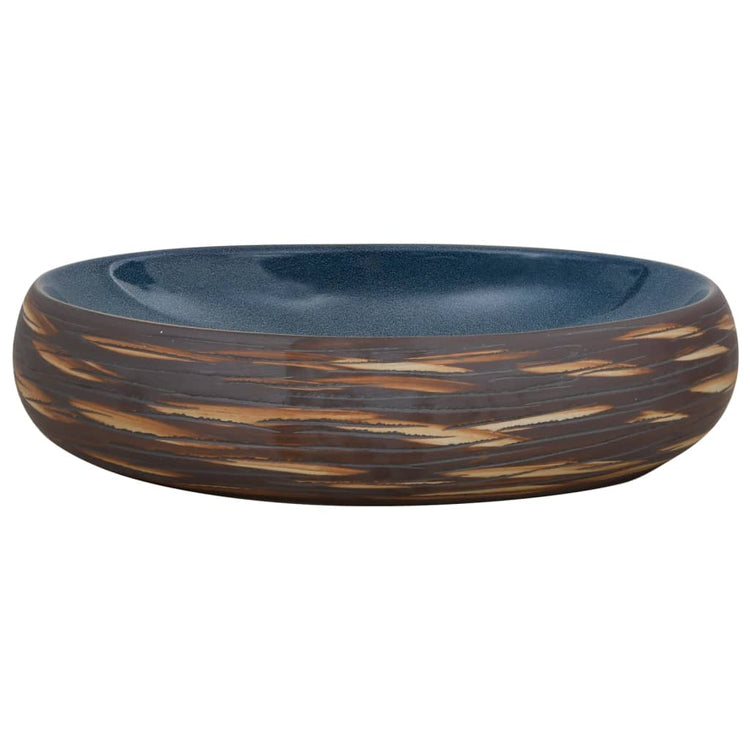 Vidaxl Straction Wasker Ovaal 59x40x15 cm Ceramica marrone e blu