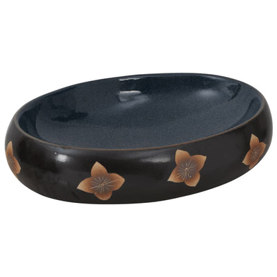 Vidaxl Straction Wasker Ovaal 59x40x15 cm ceramico nero e blu